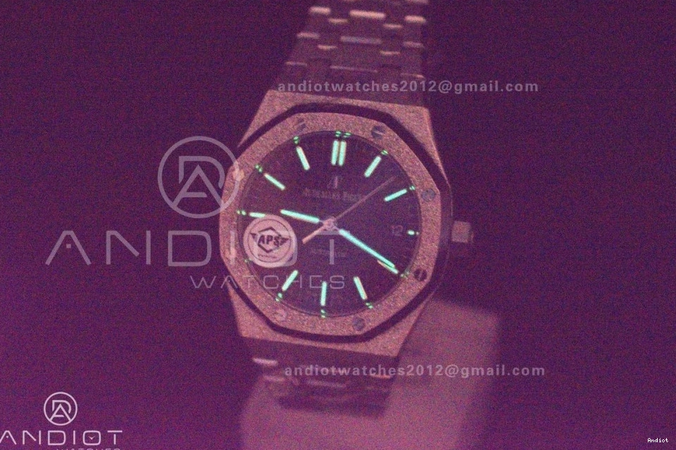 SS APSF Edition 1:1 15454 Dial Royal SA3120 Oak Super Best Bracelet Clone 37mm Textured Frosted SS On Black 0120